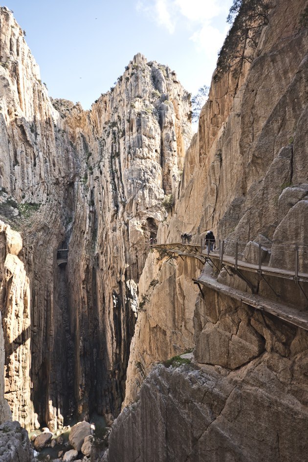 Caminito del Rey: Tramos antiguo y nuevo superpuestos