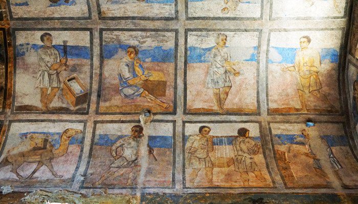 Frescos en Qusayr Amra