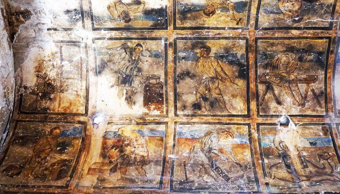 Frescos en Qusayr Amra
